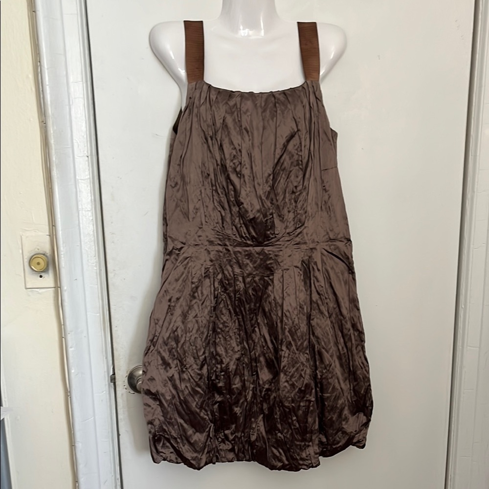 Marva.Made in Italy Brown Sleeveless Dress with Straps